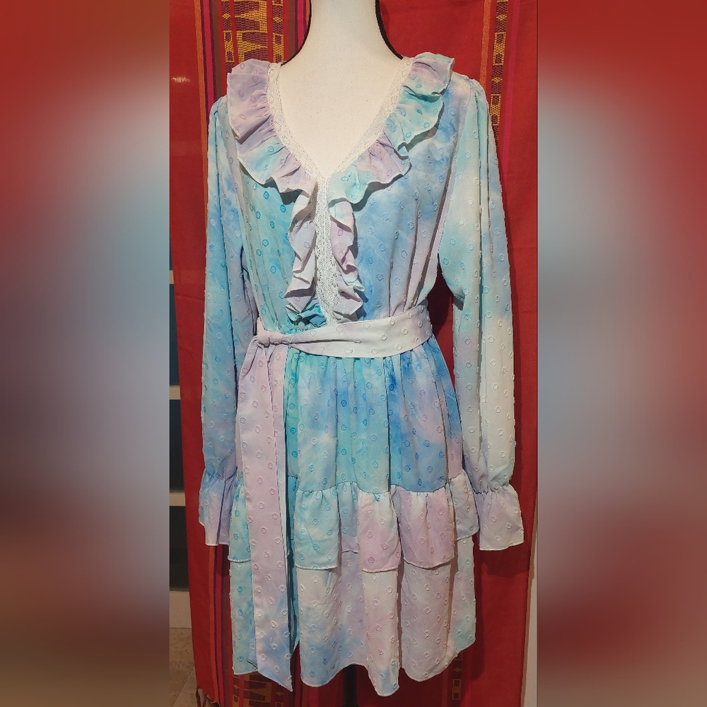 Simply Southern Blue and Lavender Ombre Ruffle Dress